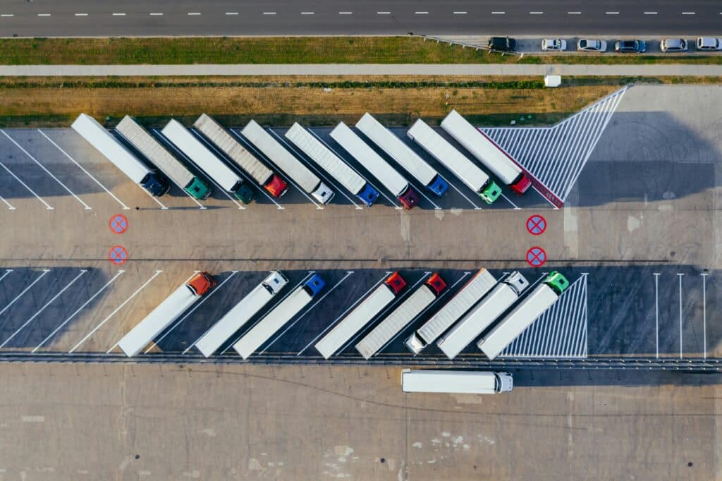 LTL Freight transport trucks parked